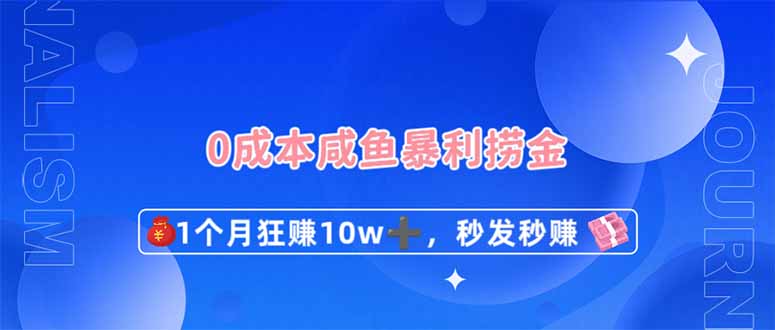 (14257期)0成本闲鱼暴利捞金,1个月狂赚10W+,秒发秒赚新玩法-三九网赚