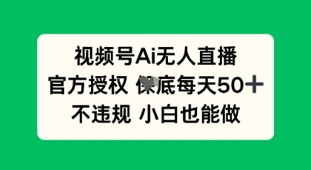 视频号AI无人直播，官方授权  每天50+，不违规 小白也能做-三九网赚