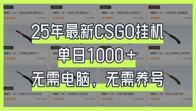 (14178期)25年最新CSGO挂机系统,单日1000+,无需电脑,无需养号,0基础可上手-三九网赚