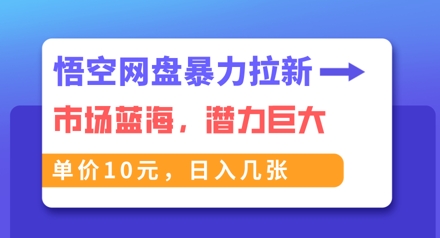 悟空网盘暴力拉新:一单10元,市场空白,日入几张-三九网赚