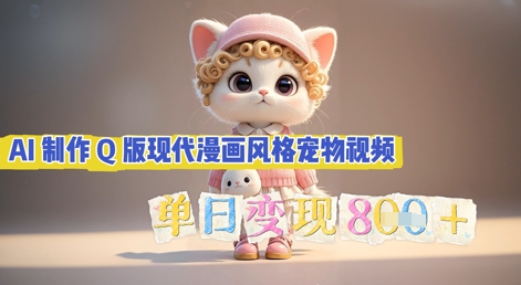 AI制作Q版现代漫画风格宠物视频，单日变现几张-三九网赚