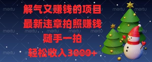 解气又挣钱的项目,最新违章拍照挣钱,随手一拍,轻松收入数张【揭秘】-三九网赚
